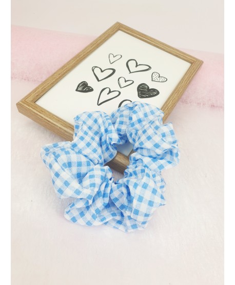 Gumki do włosów scrunchie błękitne wzory