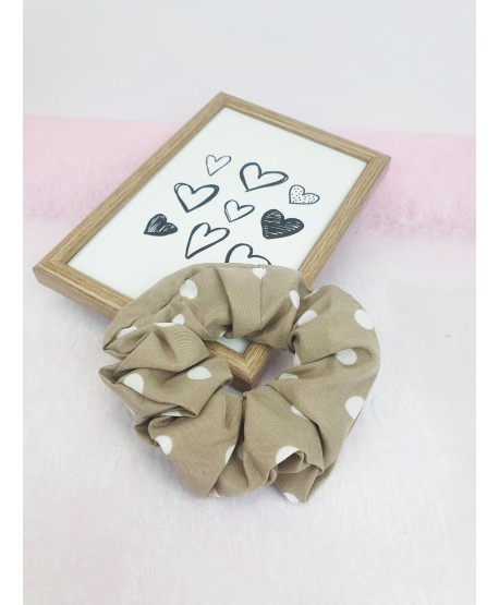 Gumki do włosów scrunchie beżowe wzory