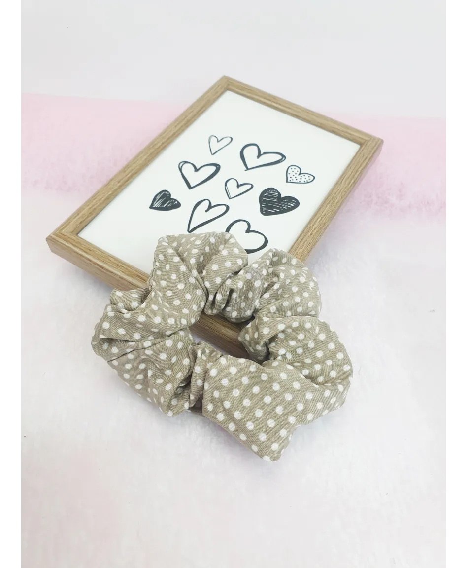 Gumki do włosów scrunchie beżowe wzory