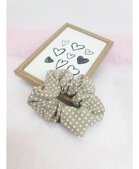 Gumki do włosów scrunchie beżowe wzory