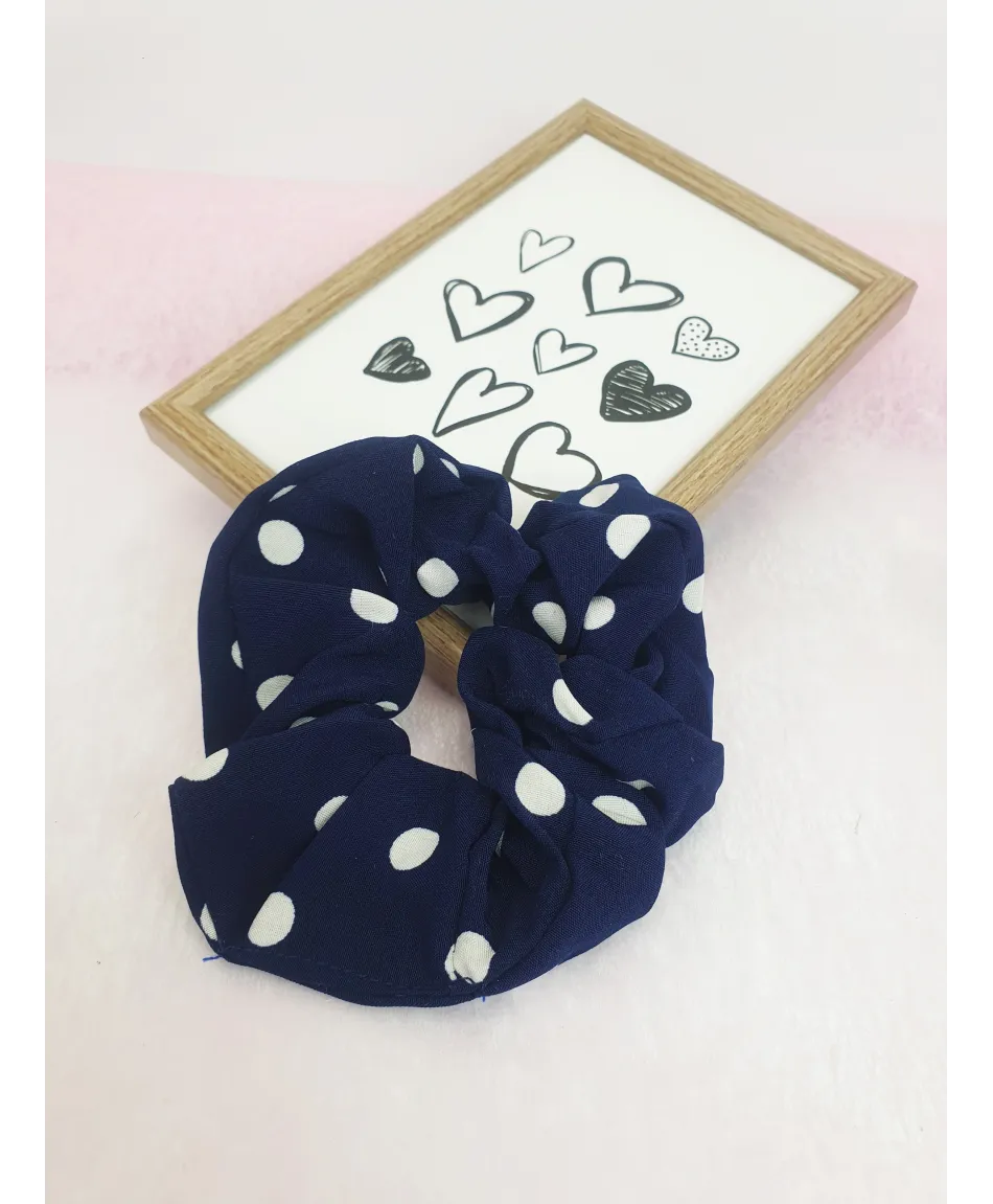 Gumki do włosów scrunchie granatowe wzory