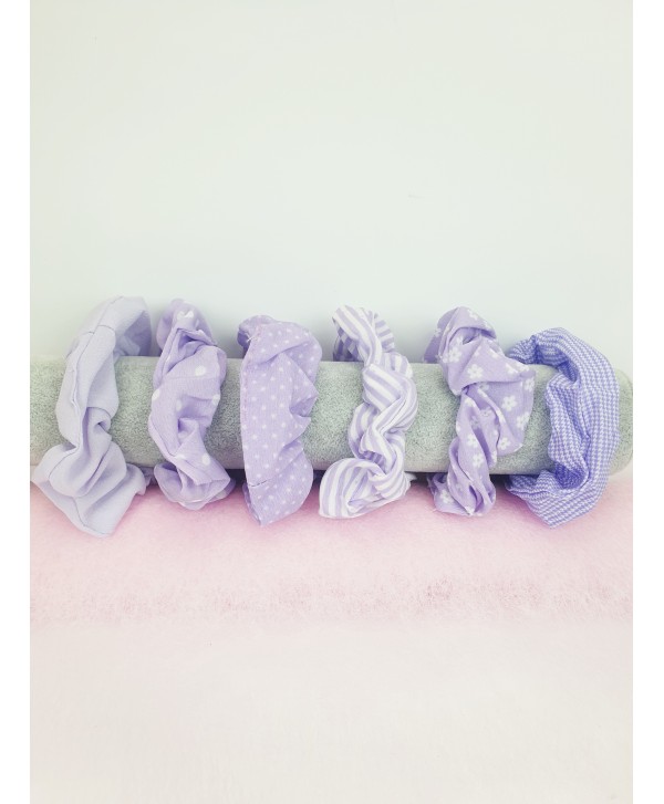 Gumki do włosów scrunchie wrzosowe wzory
