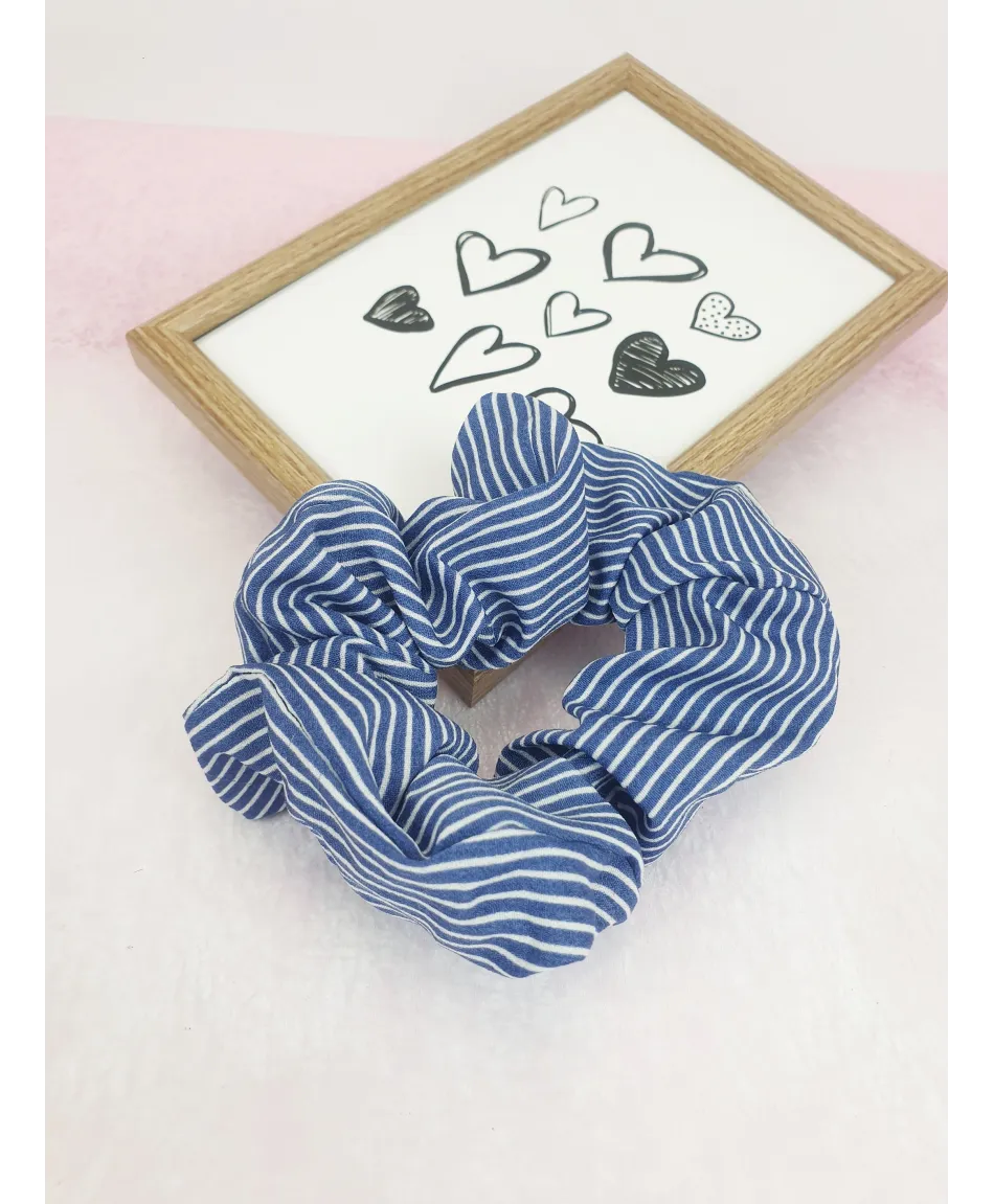 Gumki do włosów scrunchie niebieskie wzory