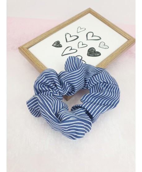 Gumki do włosów scrunchie niebieskie wzory