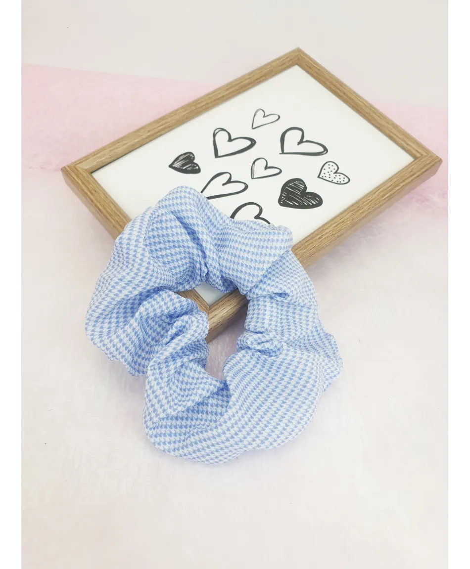 Gumki do włosów scrunchie niebieskie wzory
