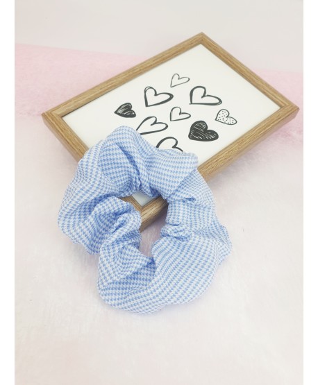 Gumki do włosów scrunchie niebieskie wzory