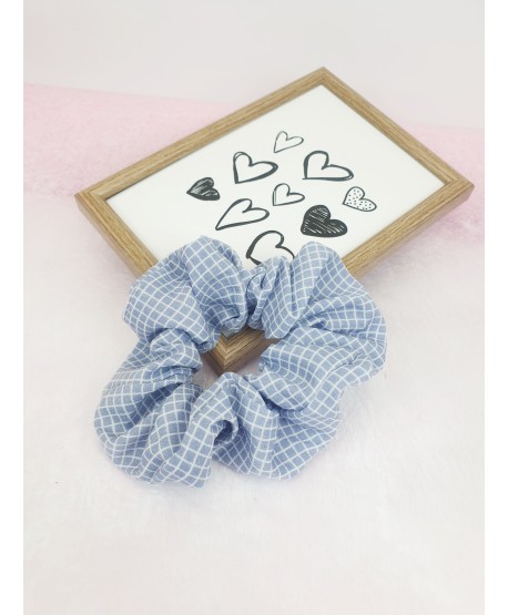 Gumki do włosów scrunchie niebieskie wzory