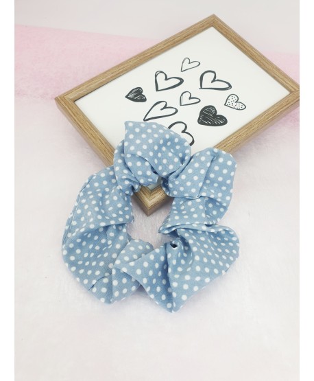 Gumki do włosów scrunchie niebieskie wzory