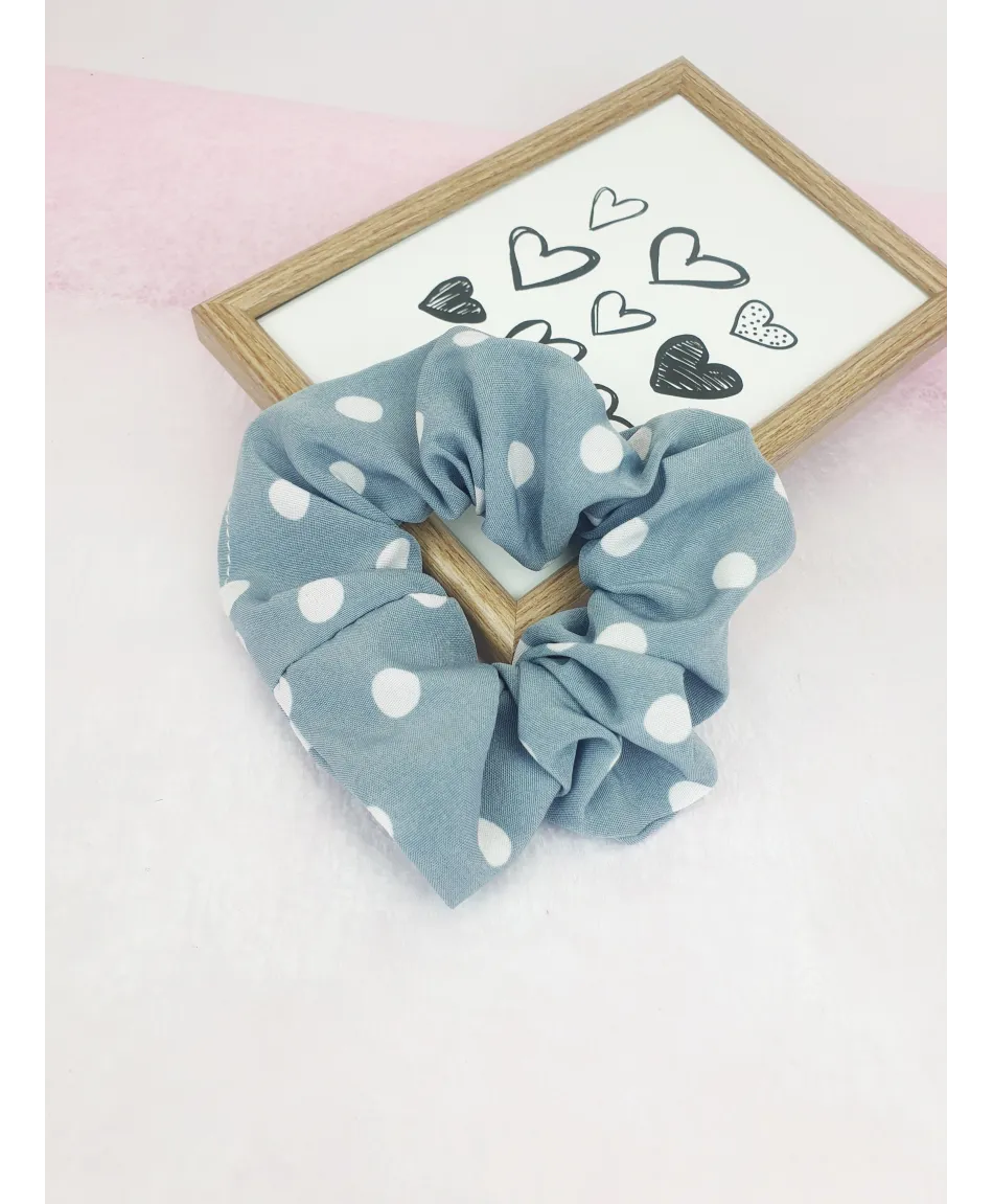 Gumki do włosów scrunchie niebieskie wzory