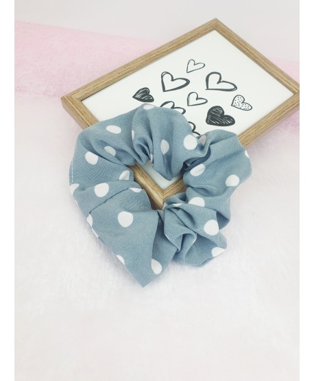 Gumki do włosów scrunchie niebieskie wzory