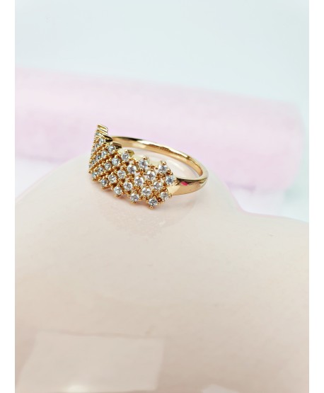 Pierścionek złoty stal wysadzany dżetami