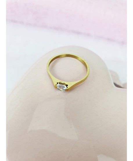 Pierścionek złoty stal delikatny z oczkiem