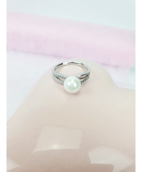 Pierścionek stal srebrny z perełką