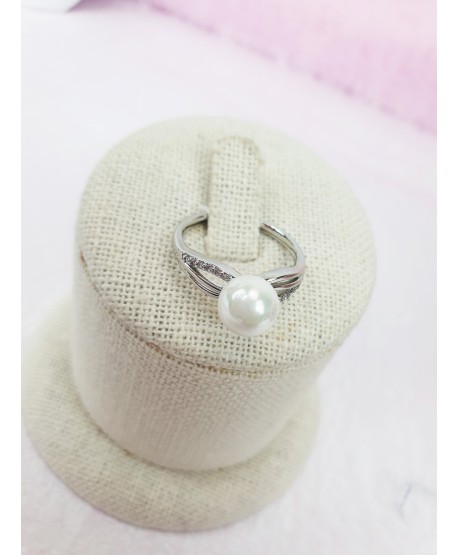 Pierścionek stal srebrny z perełką