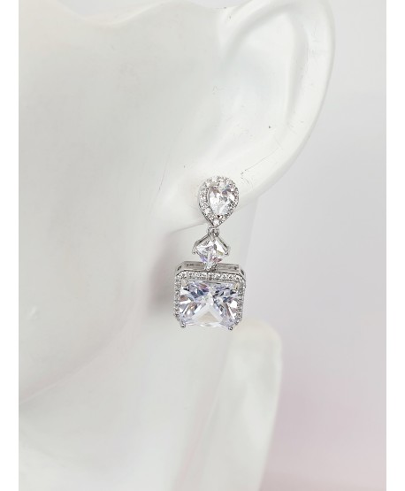 Kolczyki wiszące srebrne stal bogato zdobione