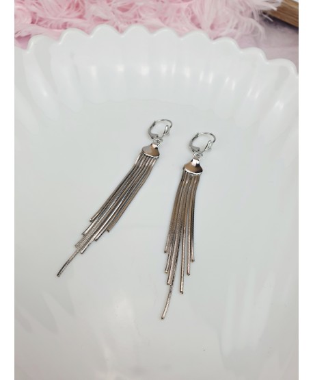 Kolczyki srebrne stal łańcuszki stopniowane