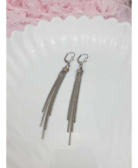 Kolczyki stal srebrne łańcuszki stopniowane