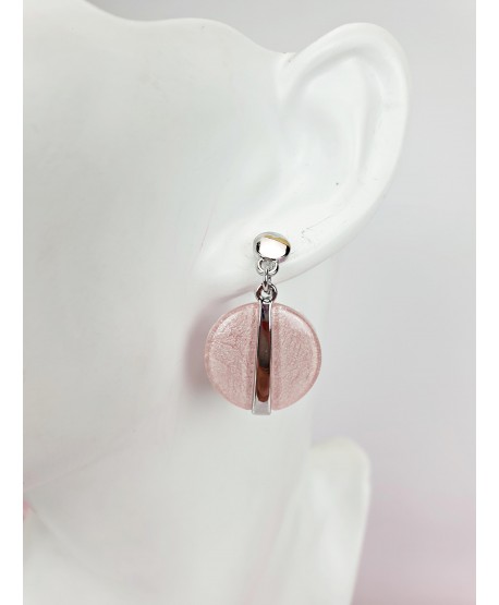 Kolczyki z kolorowej żywicy jasny róż