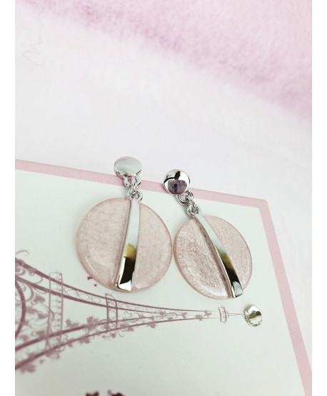 Kolczyki z kolorowej żywicy jasny róż