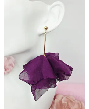 Kolczyki szyfonowe kwiaty w kolorach