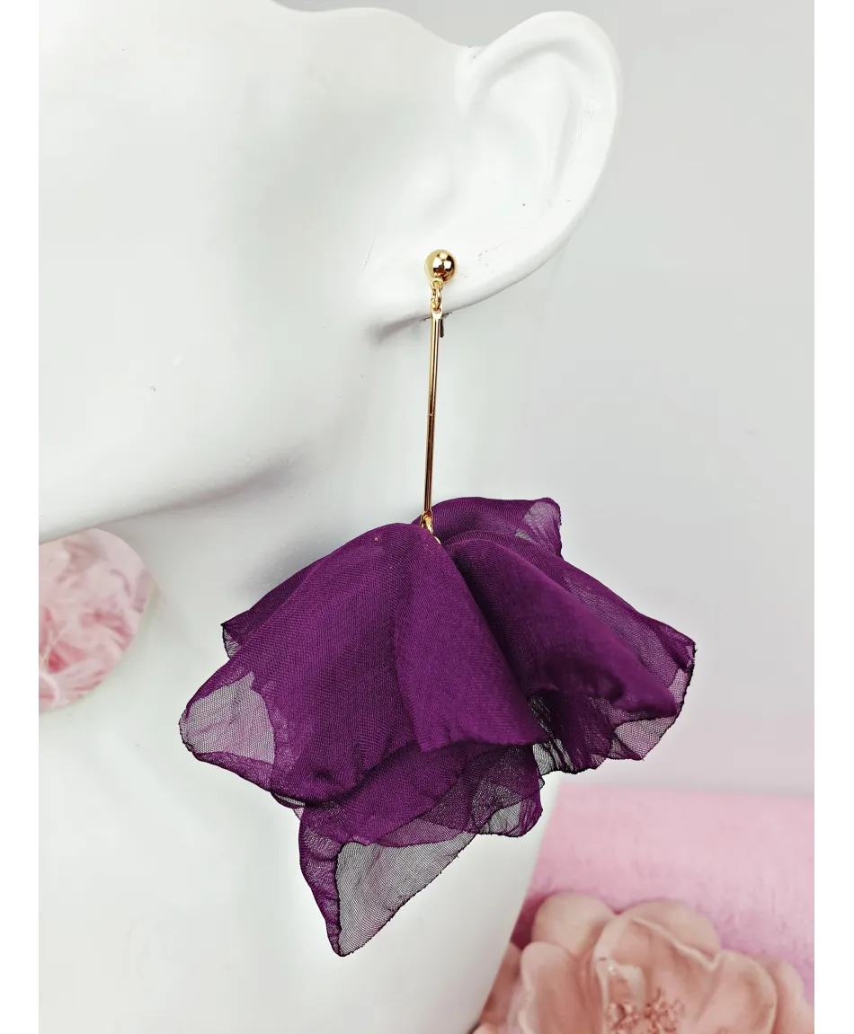 Kolczyki szyfonowe kwiaty w kolorach