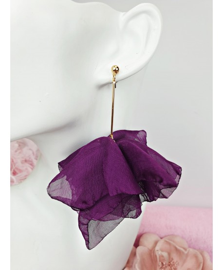 Kolczyki szyfonowe kwiaty w kolorach