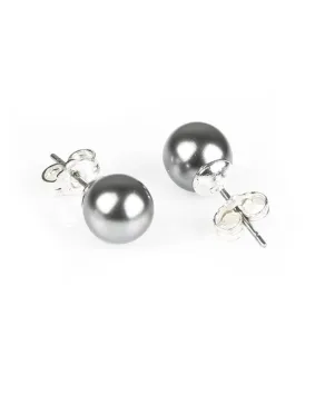 Kolczyki perła szara błyszcząca