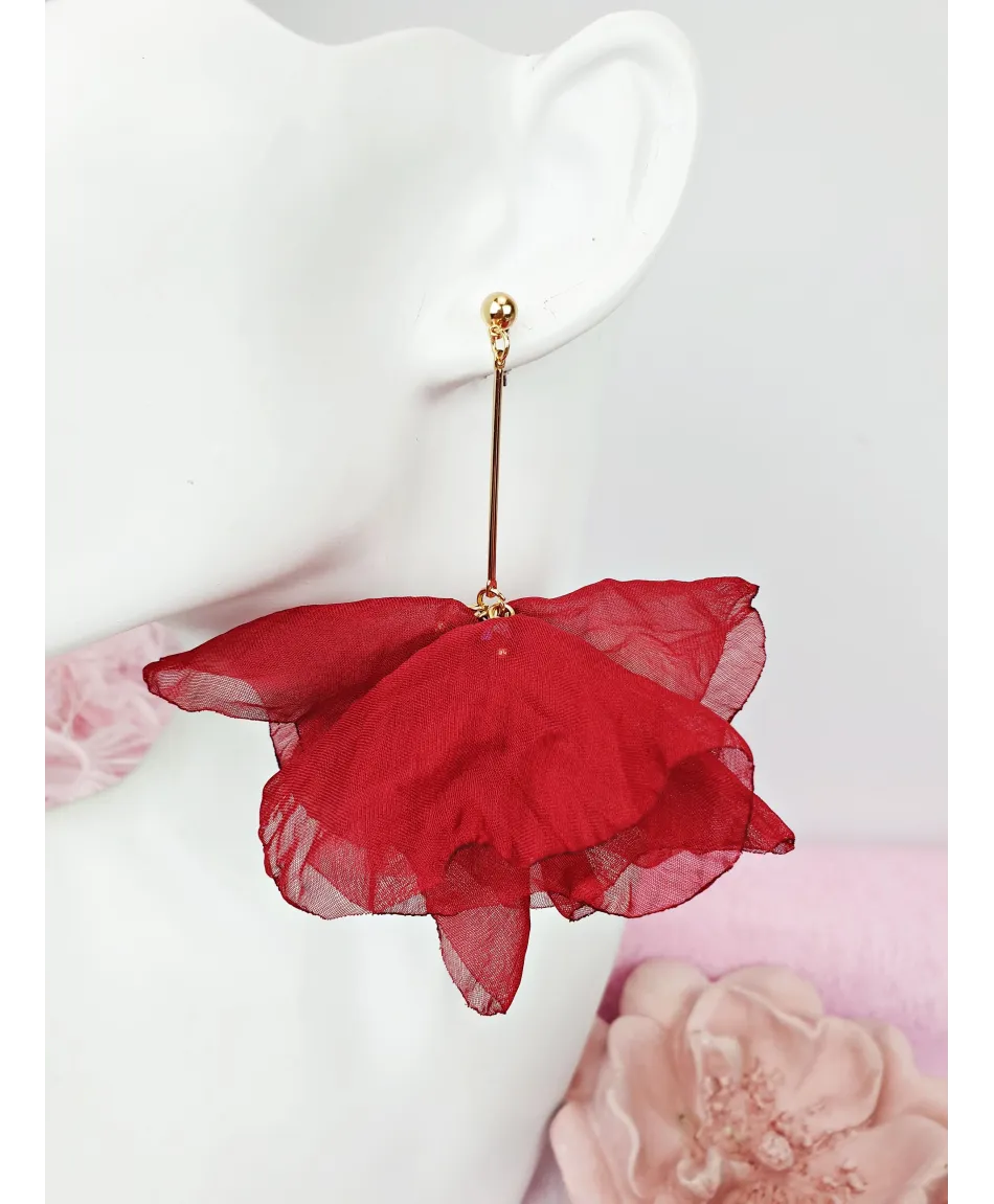 Kolczyki szyfonowe kwiaty w kolorach