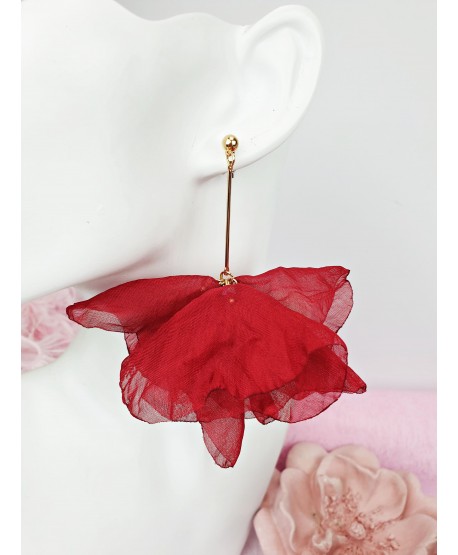 Kolczyki szyfonowe kwiaty w kolorach