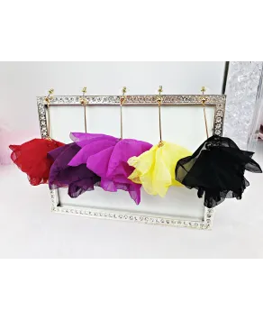 Kolczyki szyfonowe kwiaty w kolorach