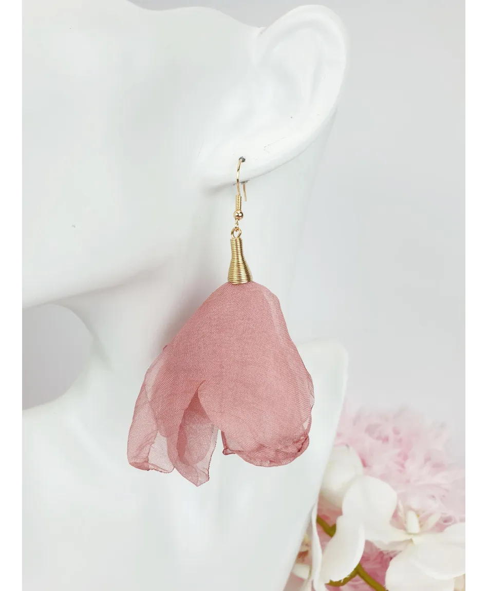 Kolczyki szyfonowe kwiaty w kolorach