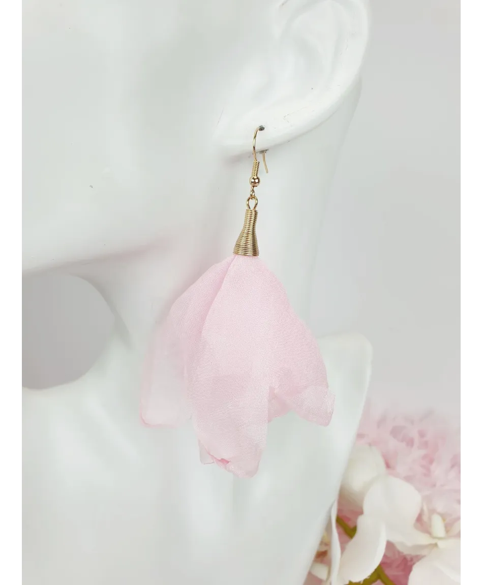 Kolczyki szyfonowe kwiaty w kolorach