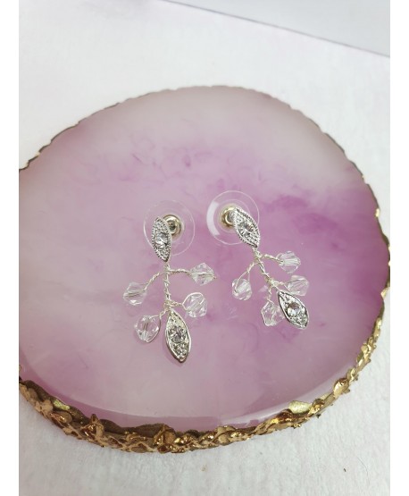 Komplet naszyjnik kolczyki kryształki srebrne