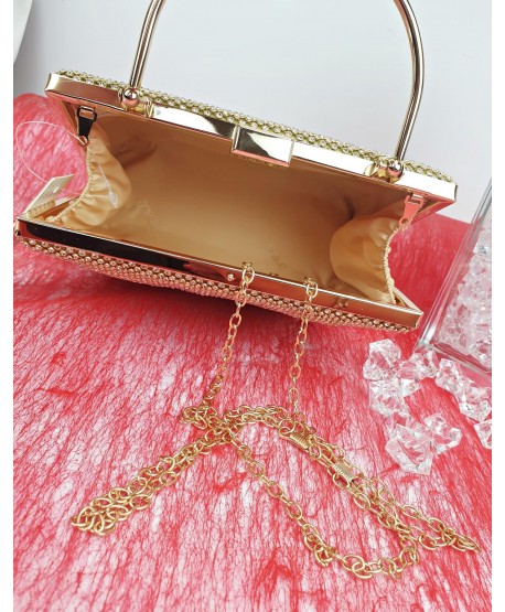 Torebka puzderko cyrkoniowa złota