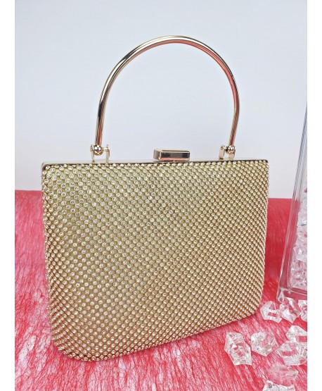 Torebka puzderko cyrkoniowa złota