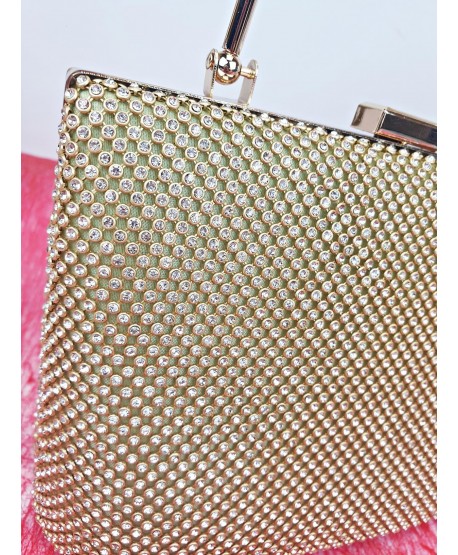 Torebka puzderko cyrkoniowa złota