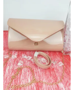 Torebka kopertówka róż lakierowana