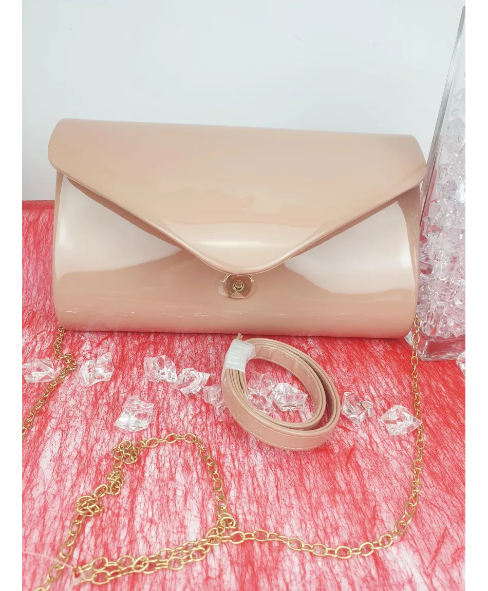 Torebka kopertówka róż lakierowana