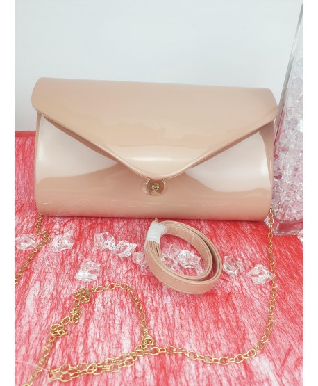 Torebka kopertówka róż lakierowana