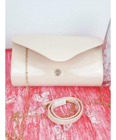 Torebka kopertówka róż lakierowana