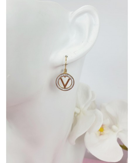 Kolczyki stal literka V w obwódce