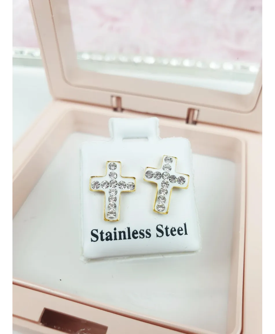 Kolczyki stal cyrkoniowe krzyżyki