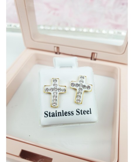 Kolczyki stal cyrkoniowe krzyżyki