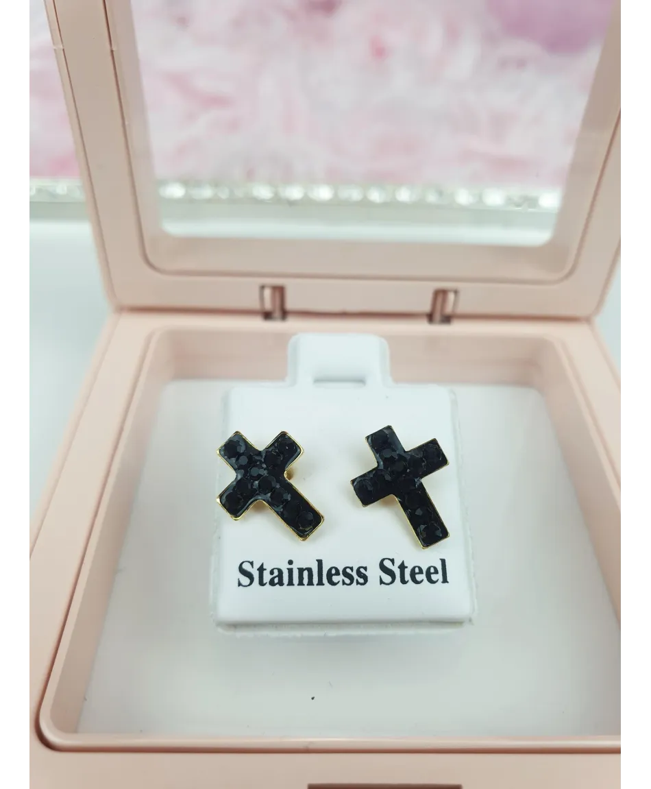 Kolczyki stal cyrkoniowe krzyżyki