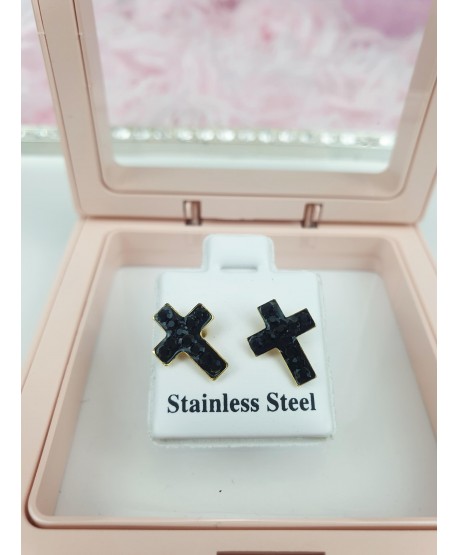 Kolczyki stal cyrkoniowe krzyżyki