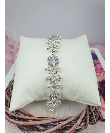 Bransoletka srebrna cyrkonie łezki