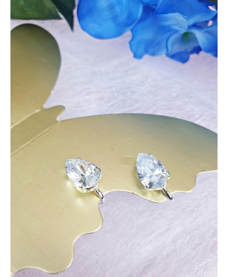 Klipsy srebrne cyrkonie różne kształty