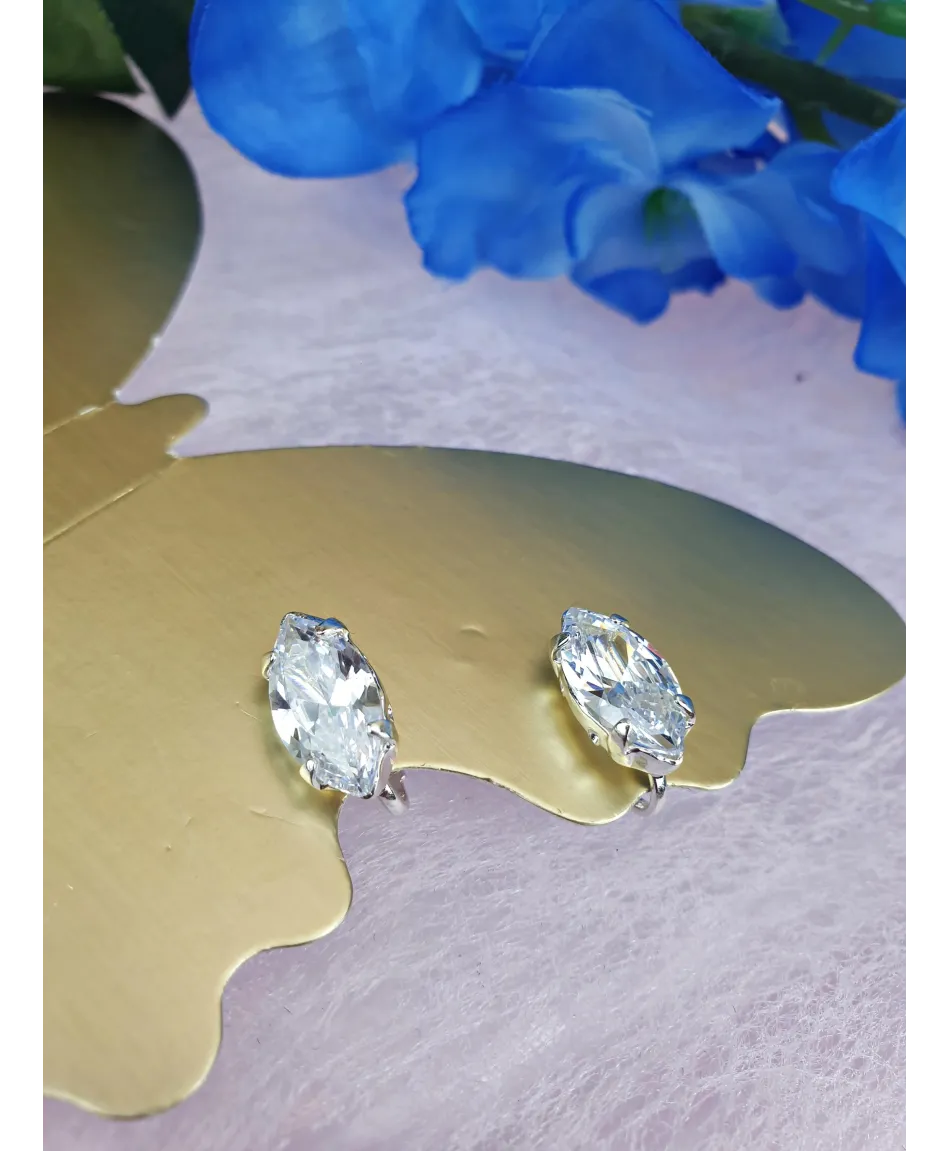 Klipsy srebrne cyrkonie różne kształty