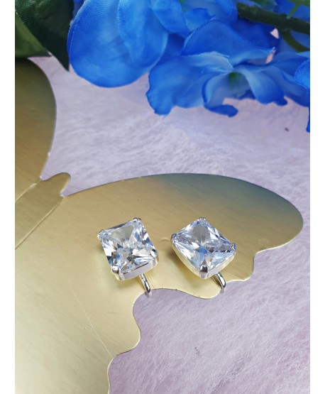 Klipsy srebrne cyrkonie różne kształty