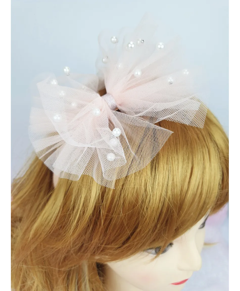 Opaska z dużą tiulową kokardą